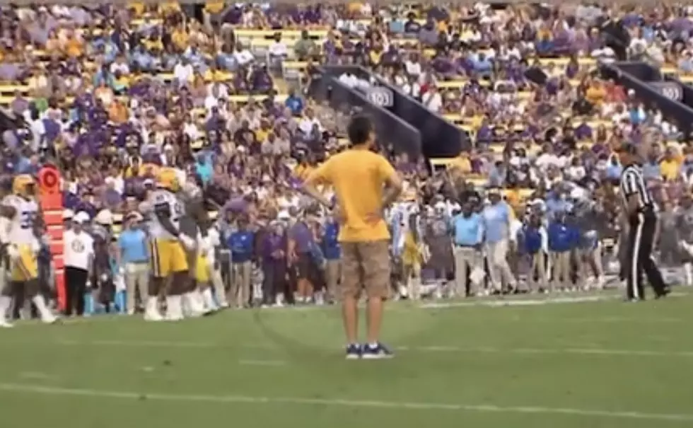 Fan Casually Walks onto Field During LSU-Southern Football Game