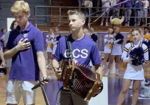 Student at Opelousas Catholic Performs National Anthem With Accordion...