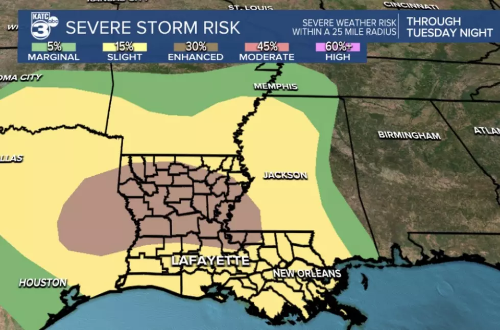 Storms Approaching South Louisiana Could Severe Tuesday Night, Into Wednesday Morning