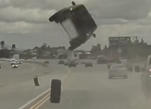 Shocking Video Shows Car Flying Into the Air After Tire Detaches...