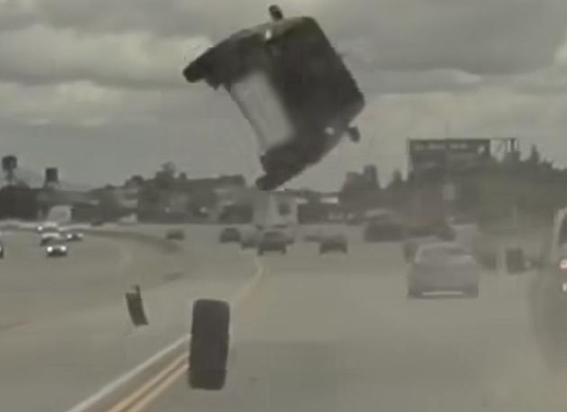 Shocking Video Shows Car Flying Into the Air After Tire Detaches From Truck