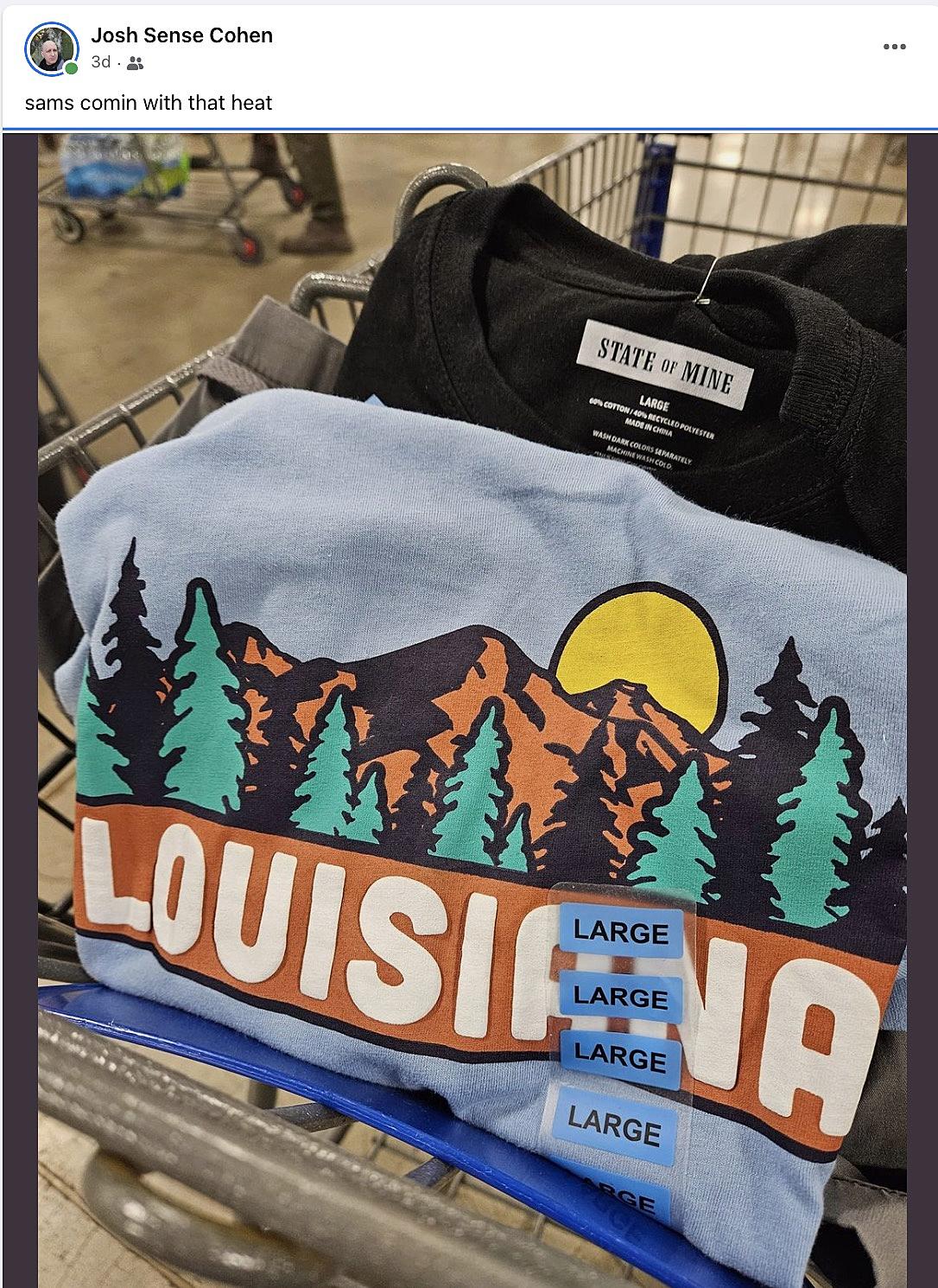 Mountains in Louisiana? A t-shirt says yes.