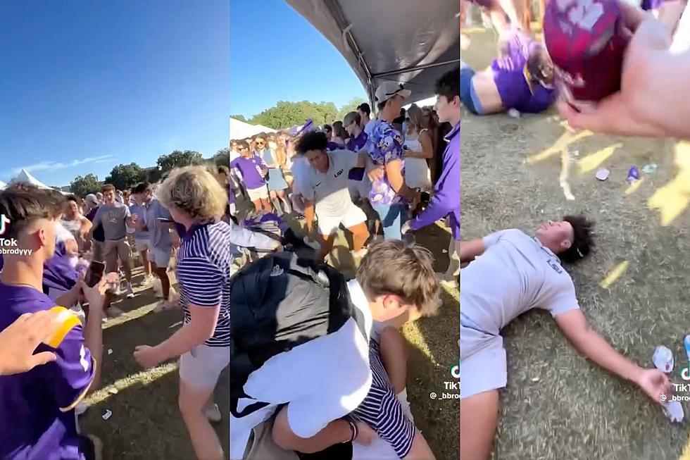 LSU Tailgate Fight: Man Knocked Out Cold and Doused with Beer