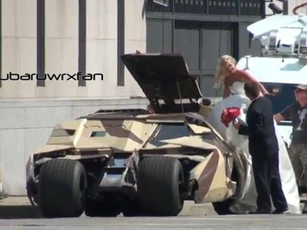Bride and Groom Pose With New Batmobile on the Set of ‘The Dark Knight Rises’ [VIDEO]