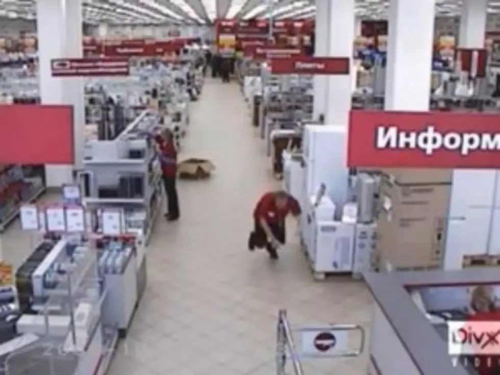 Ouch! Clerk Slips And Falls On His Face [VIDEO]