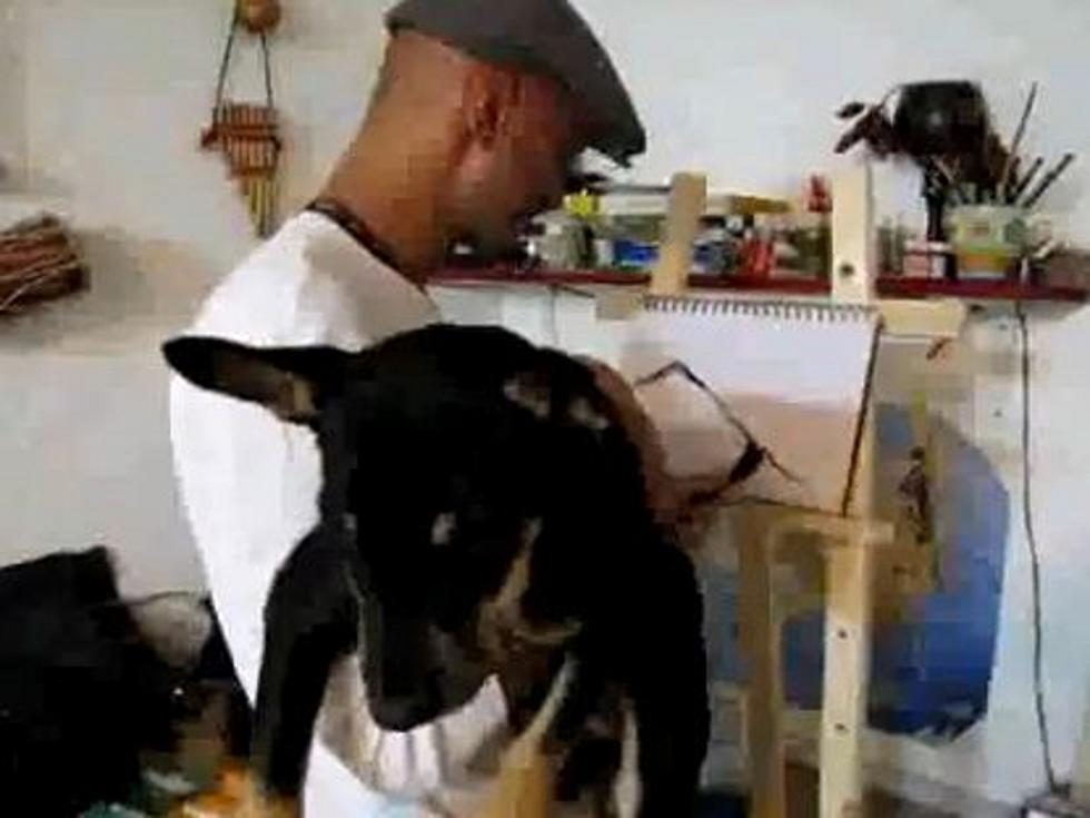 Man Uses Dog&#8217;s Tail as Paint Brush to Paint Picture [VIDEO]