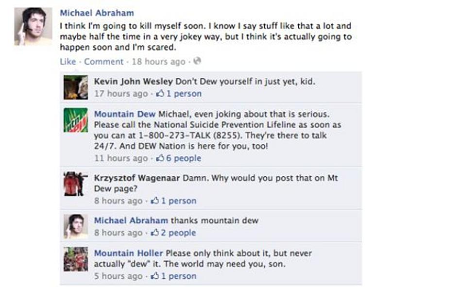 Don&#8217;t Dew it &#8211; Did Mountain Dew Prevent a Suicide on Facebook?