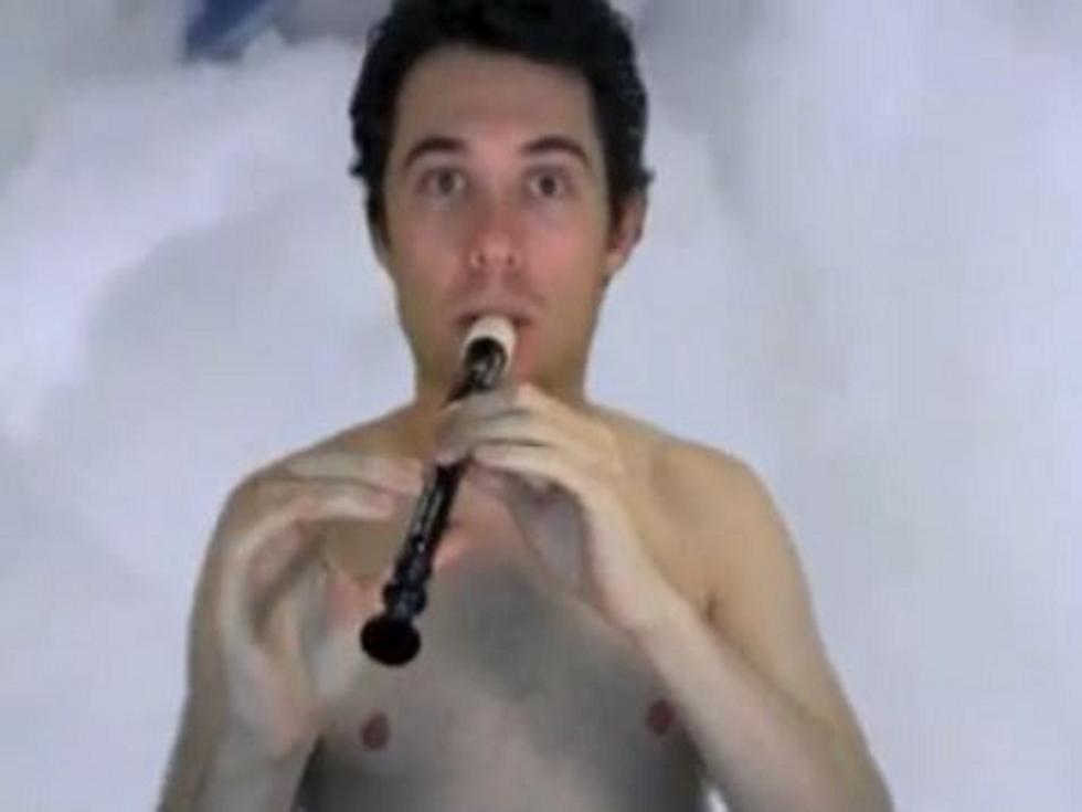 Shirtless Man Performs ‘Fields of Gold’ Cover on the Recorder