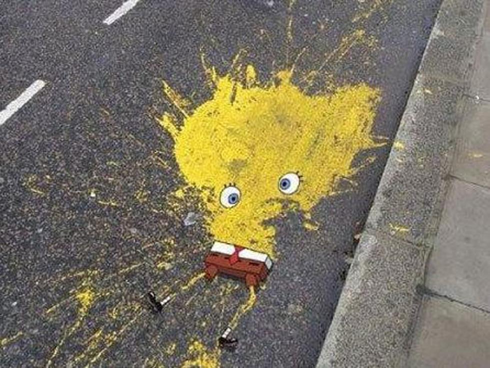 SpongeBob SquarePants Is Roadkill in Creative Street Art [PHOTO]