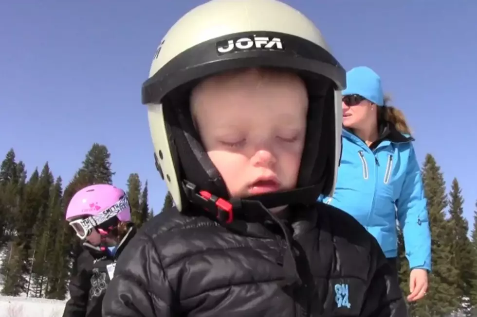 Little Boy Attempts to Ski While Falling Asleep