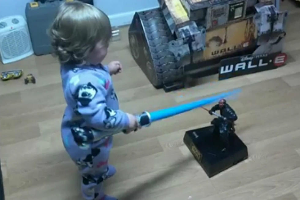 Baby With Lightsaber Engages in Epic Battle With Darth Maul