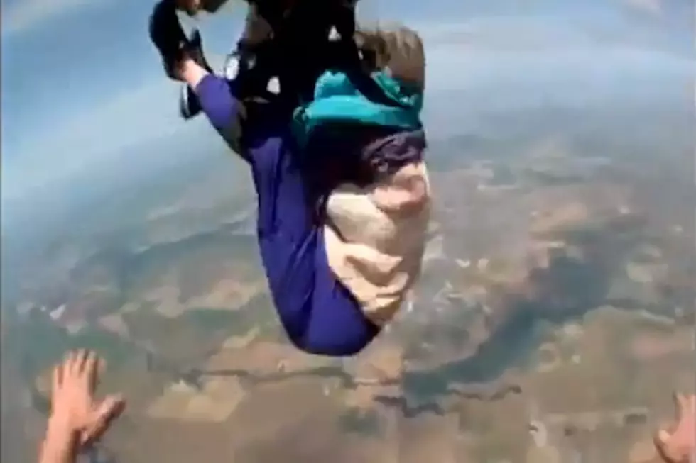 Elderly Skydiver Almost Slips Out of Her Parachute While Plummeting