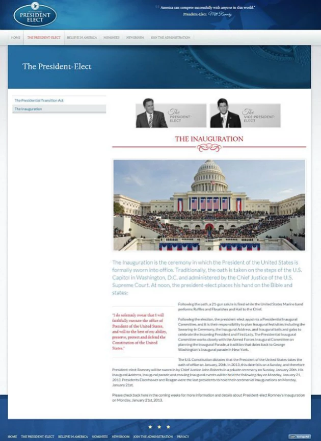 Team Romney Accidentally Leaks Victory Website