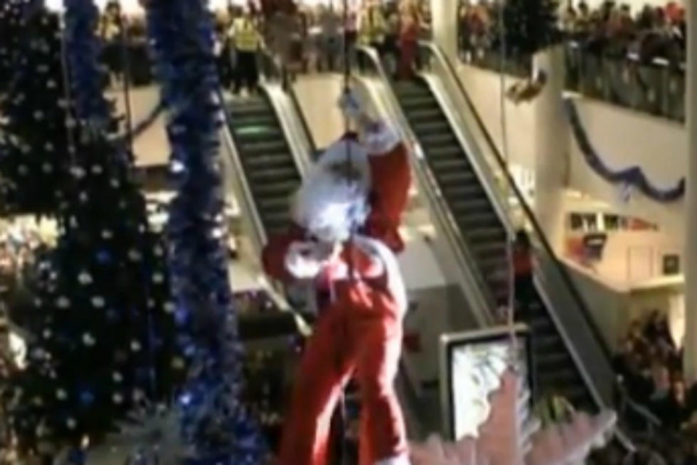 Santa Has a Beard Fail While Descending from Mall Ceiling