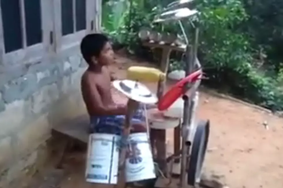 Kid Uses Everyday Objects to Make Killer Drum Set