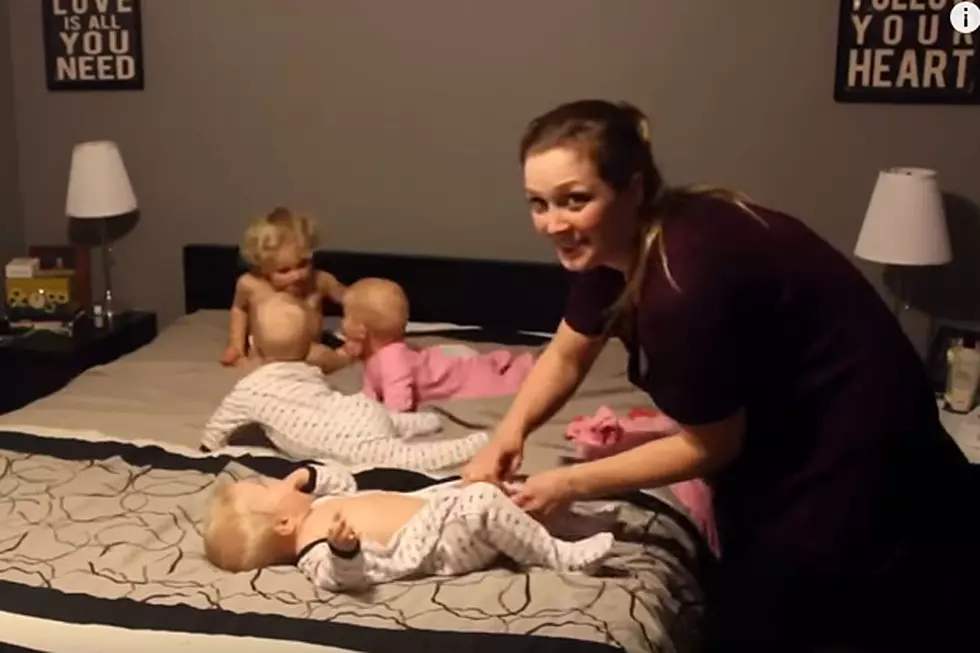 Overmatched Mom Changes Triplets’ and Toddler’s Diapers All at Once