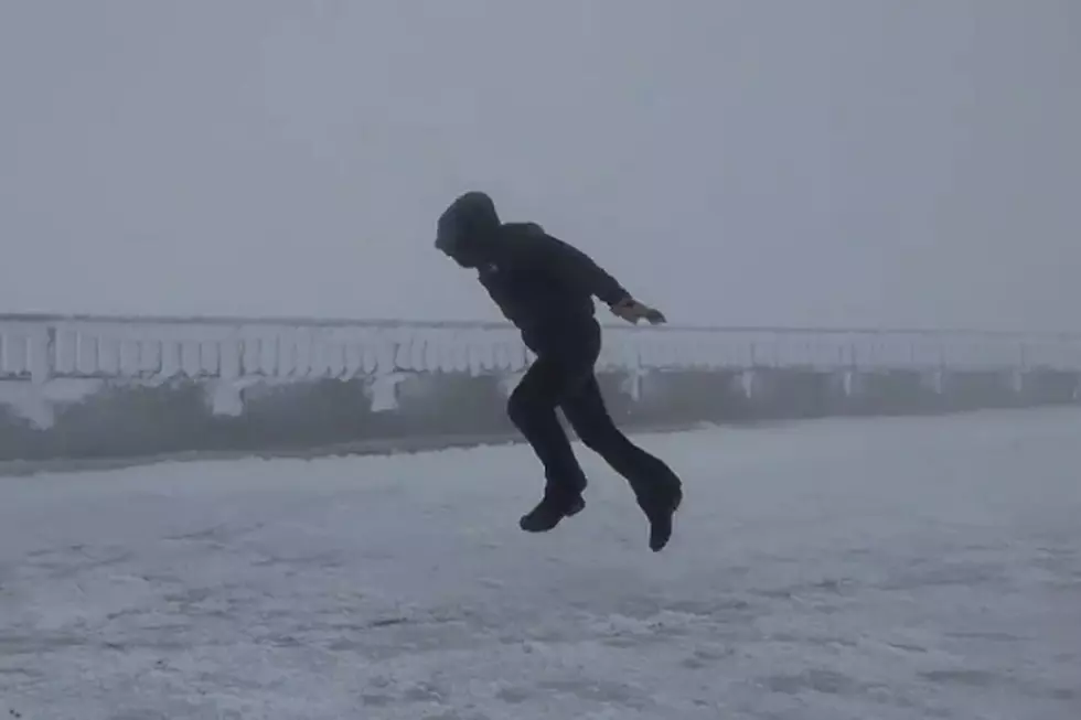 Man on Mountain Battling 109 MPH Winds Bounces Like Pinball