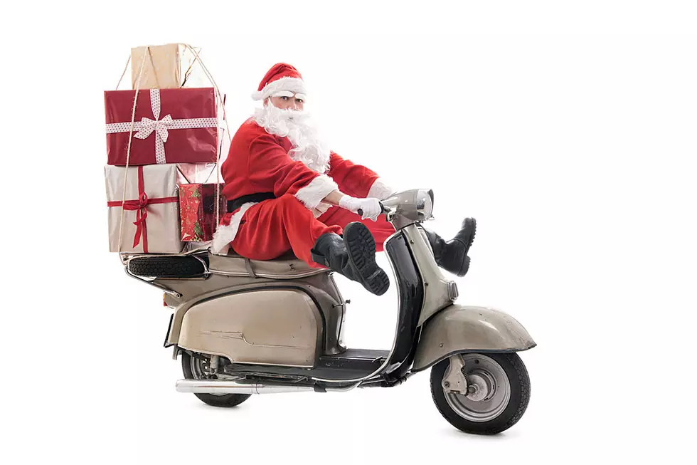 Just Santa and His Reindeer Pal Cruising Along on Motorcycles