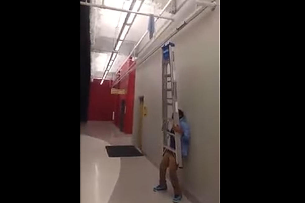 This Clueless Ninny Has No Idea How to Use a Ladder