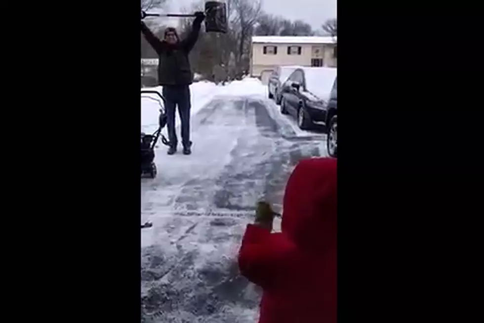 Little Girl Cheers Hero Dad For Shoveling Snow