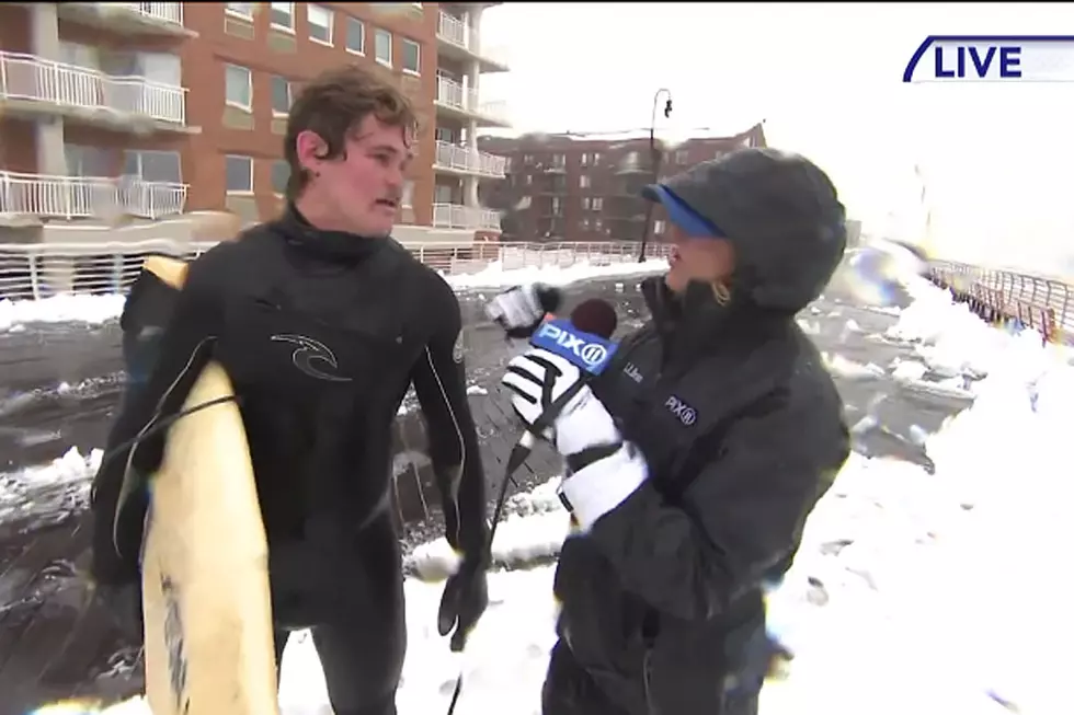 Crazy First-Time Surfer Hangs 10 During Massive Blizzard
