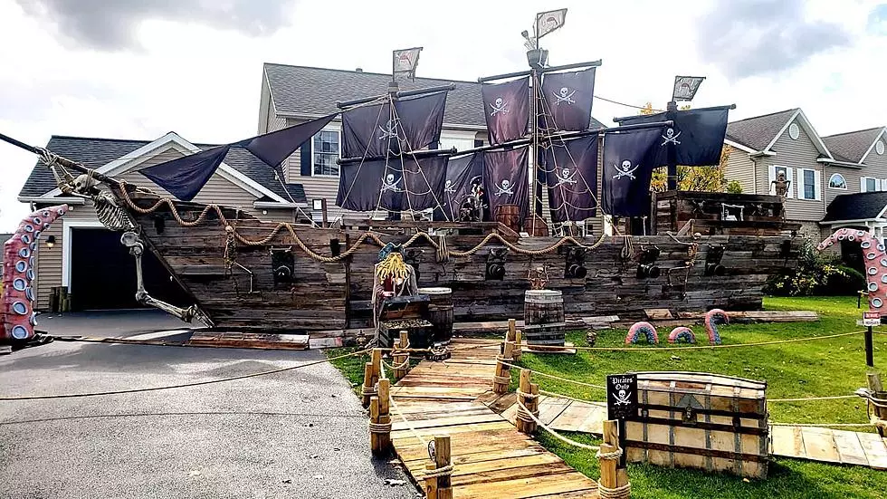 Pirate Ship Halloween Display Appears Shipwrecked on Lawn