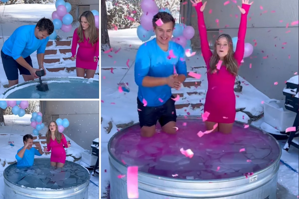 Expecting Couple Jumps In Frigid Ice Bath For Gender Reveal expecting-couple-jumps-in-frigid-ice-bath-for-gender-reveal