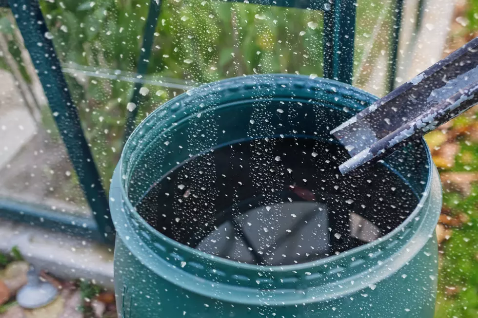 Rain barrel collecting water in the rain