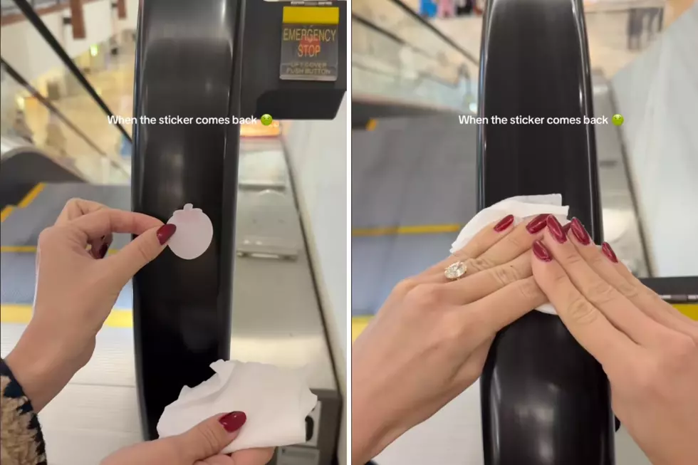 viral TikTok shows dirt on escalator railing