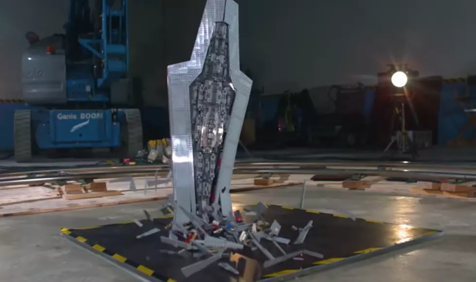 Watch A Giant LEGO Star Destroyer Crash In Slow Motion