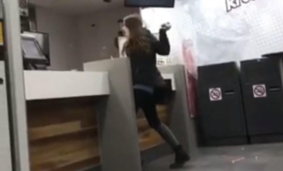 Drunk Woman Violently Destroys KFC [VIDEO]