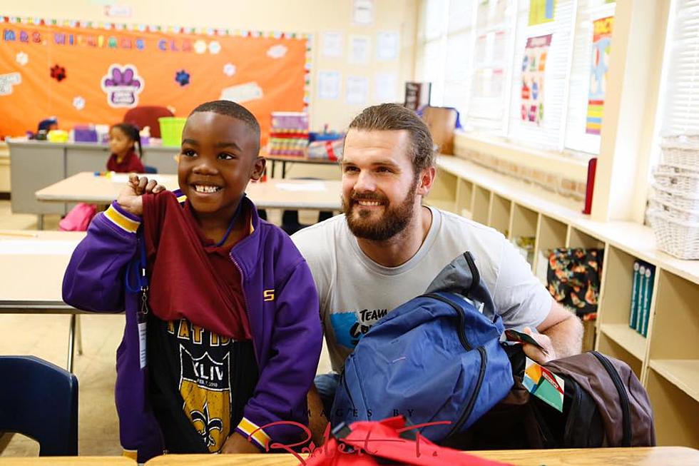 Saints Punter And First Lady Hand Out Backpacks At Baton Rouge School