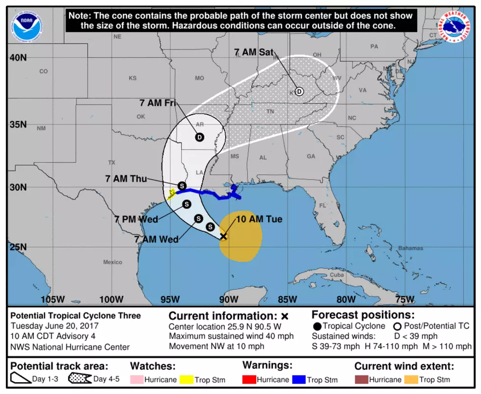Tropical Storm Warning Extended West To Texas, North To I-10