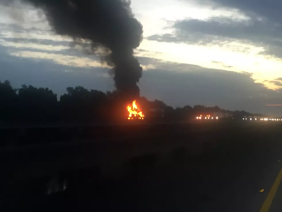 Westbound Lanes Are Blocked On The Basin Due To 18-Wheeler Fire
