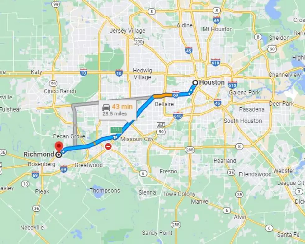 Richmond to Houston, google maps