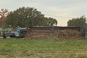 Driver Flees on Foot After Semi Truck Hauling Sugar Cane Overturns...