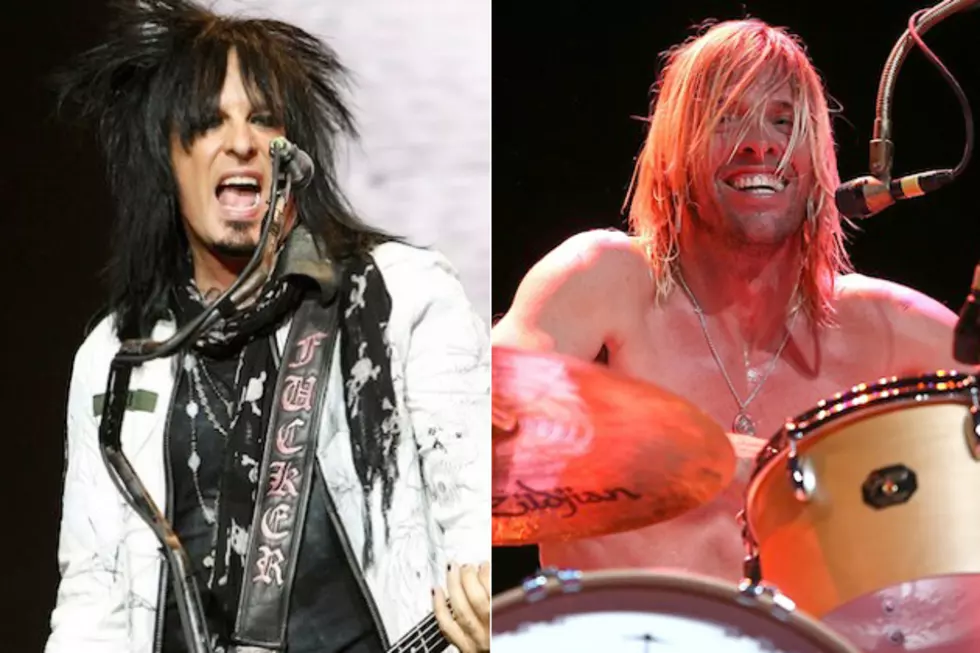 Motley Crue’s Nikki Sixx Jams with Foo Fighters’ Taylor Hawkins + Chevy Metal in Surprise Gig