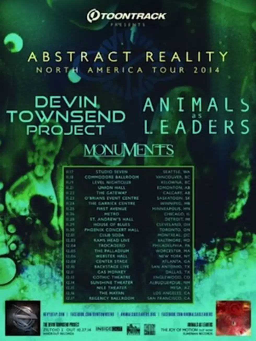 Animals as Leaders, Devin Townsend Project, Monuments Reveal 2014 North American Tour