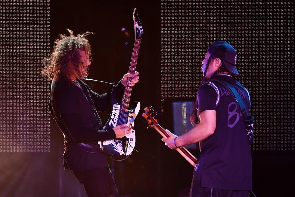 Metallica’s Robert Trujillo + Kirk Hammett Honor Peter Schilling During Solo in Stuttgart, Germany