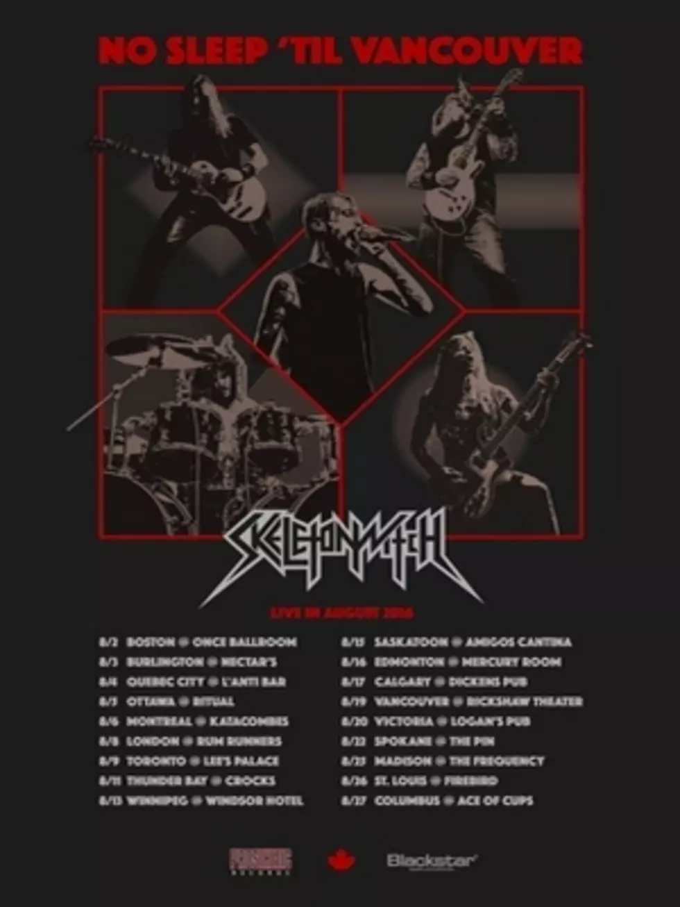 Skeletonwitch Book August 2016 &#8216;No Sleep &#8216;Til Vancouver&#8217; Tour