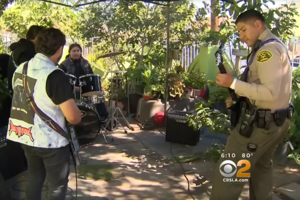 Coolest Cop Ever Crashes Band’s Practice Session to Jam Iron Maiden + The Offspring
