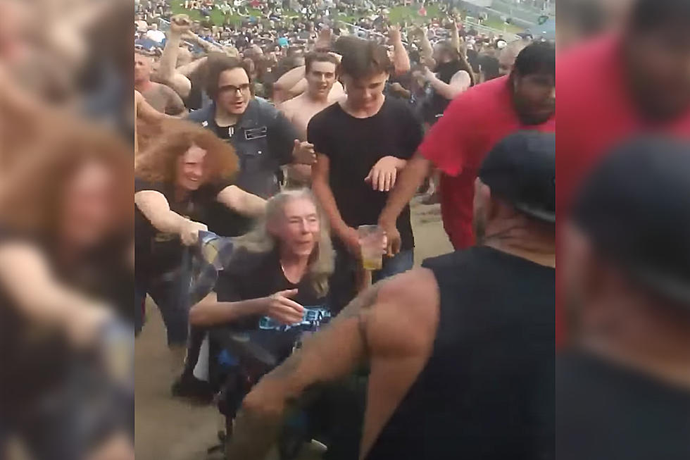 Elderly Woman in Wheelchair Enters First Mosh Pit,