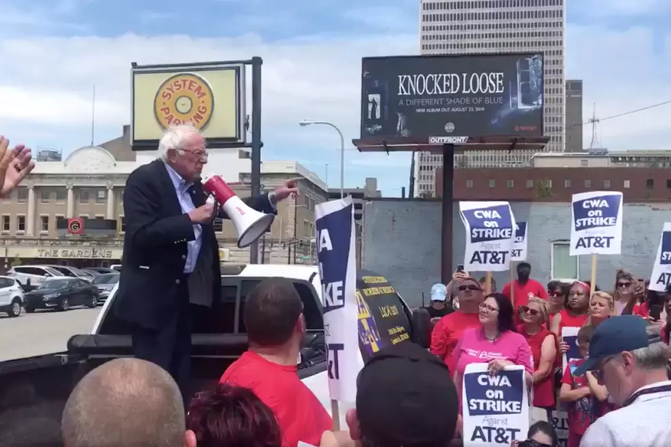 Knocked Loose Billboard Makes Unintended Background for Bernie Sanders Rally