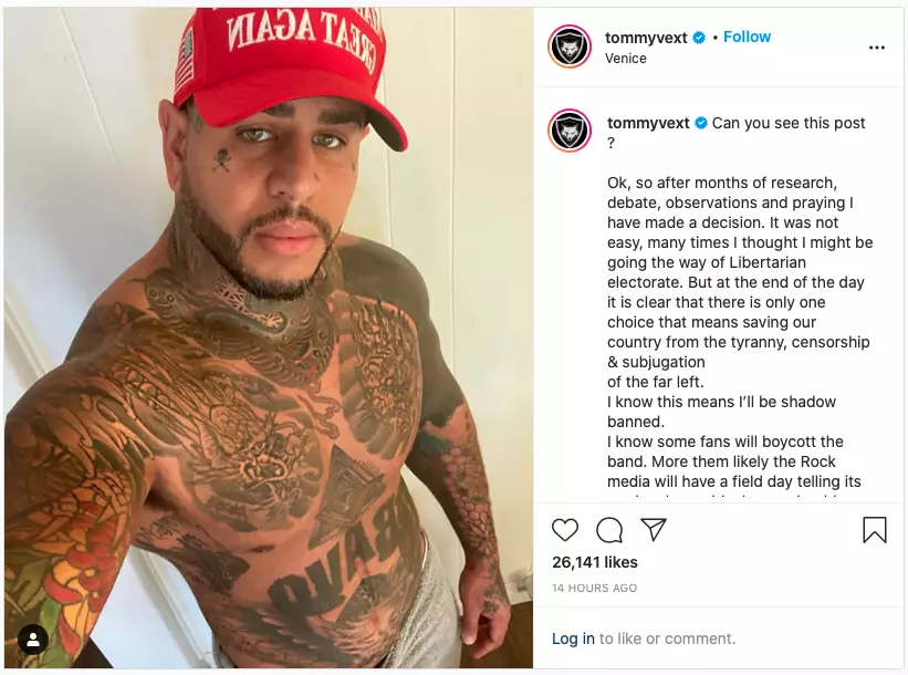 Bad Wolves Rocker Tommy Vext Is 'Publicly Endorsing' Donald Trump