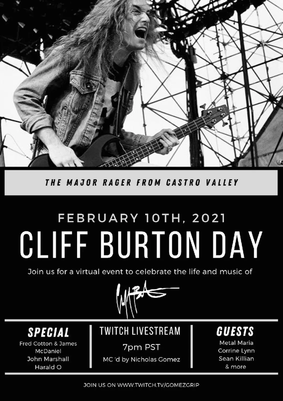 Cliff Burton Day' Livestream to Unite Metallica Legend's Peers