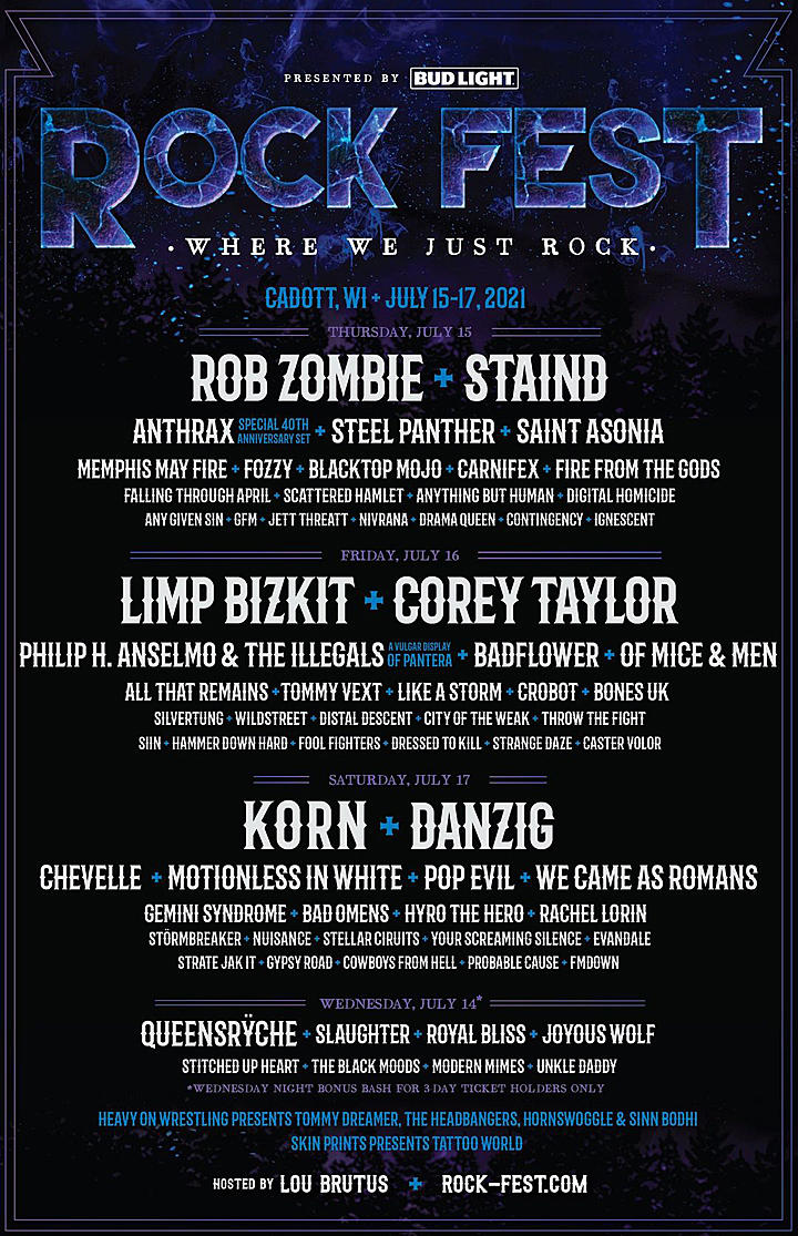 Rock Fest 2021 Daily Lineups Announced, Corey Taylor + More Added