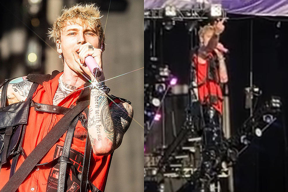 MGK Flips Off Haters at Aftershock, Gets Pelted With Bottles + Tree Branches