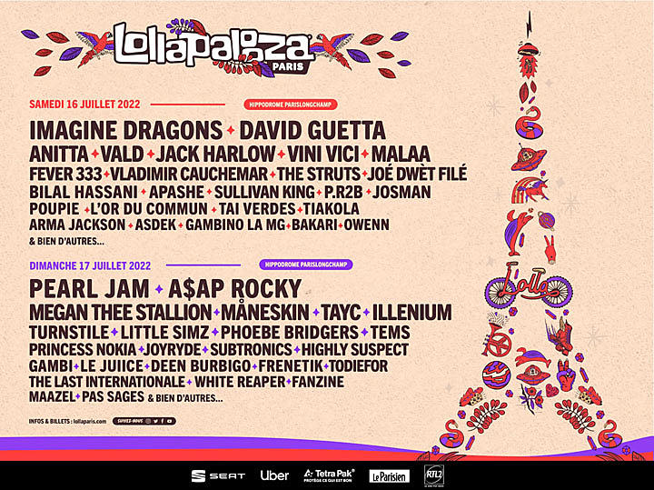 Pearl Jam + Imagine Dragons to Headline 2022 Lollapalooza Paris