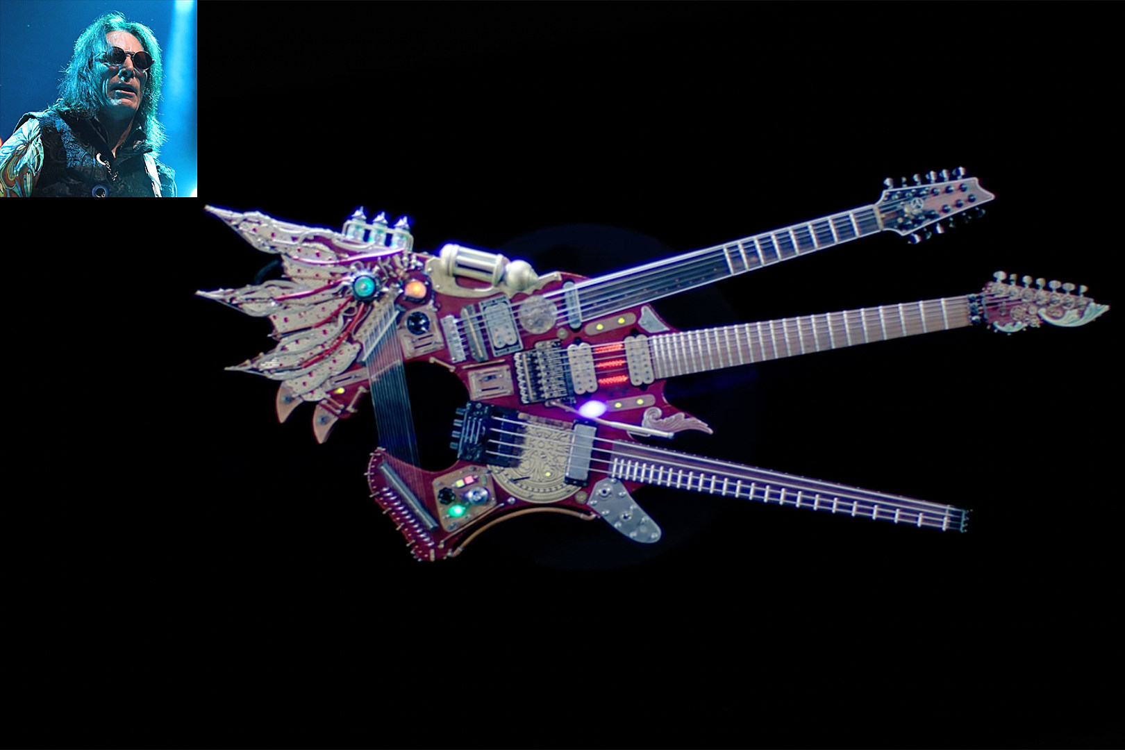 Steve Vai Reveals Two-Headstocked, Three-Necked 'Hydra' Guitar
