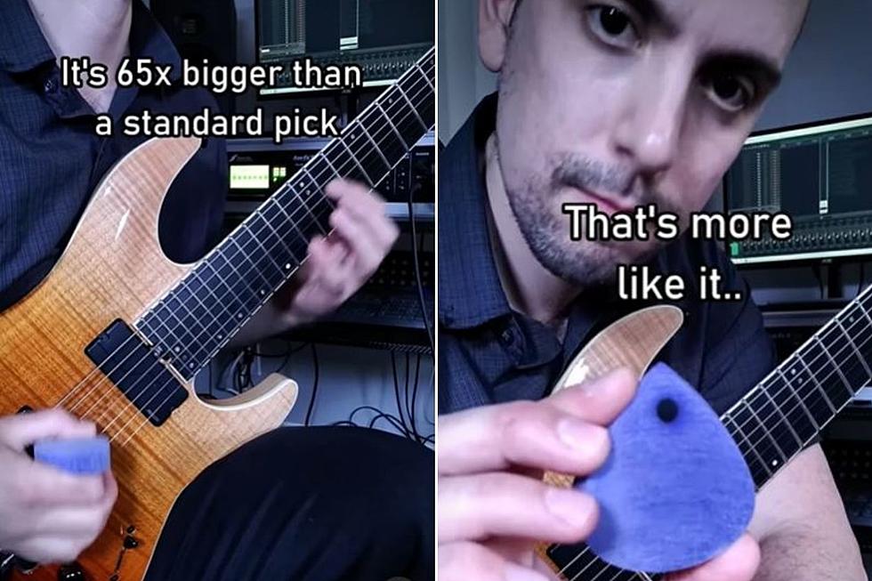 Guitarist Plays With Pick 65 Times Normal Size, Totally Shreds